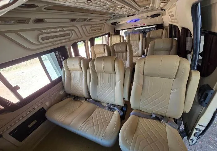 Van interior with cream leather seats